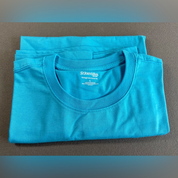 St Johns Bay Heritage performance Tee Short Sleeve Crew Neck Turquoise SZ Large - Picture 1 of 8